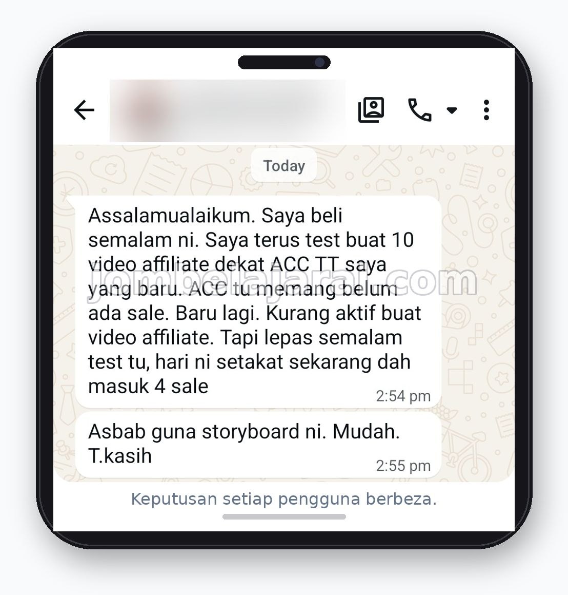 Testimoni 4 sale hari pertama guna storyboard affiliate